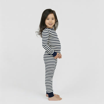 Organic Cotton Kids Pajamas - Dreamy Long Sleeve Pajama Set - Nautical Stripe - Age 2 to 12 - Made in Canada - mini mioche