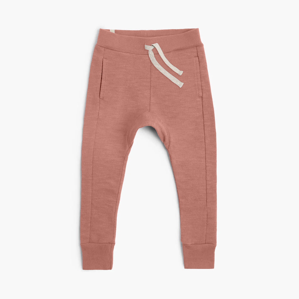 100% Organic Cotton Kids Pants - Mod Tie Jogger - Clay - Baby Toddler Kids Pants