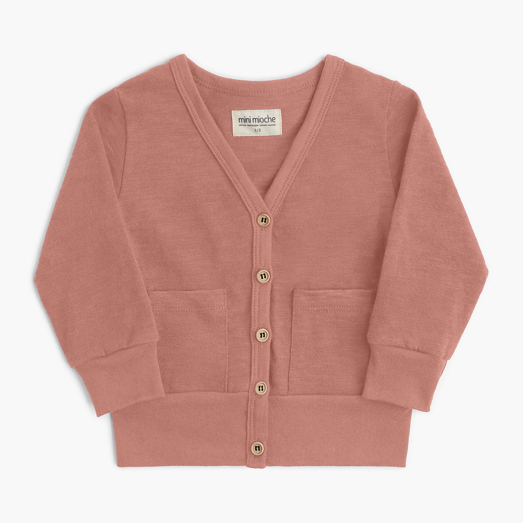 100% Organic Cotton Kids Cardigan - Mod Cardi - Clay - Babies Toddlers and Kids - mini mioche