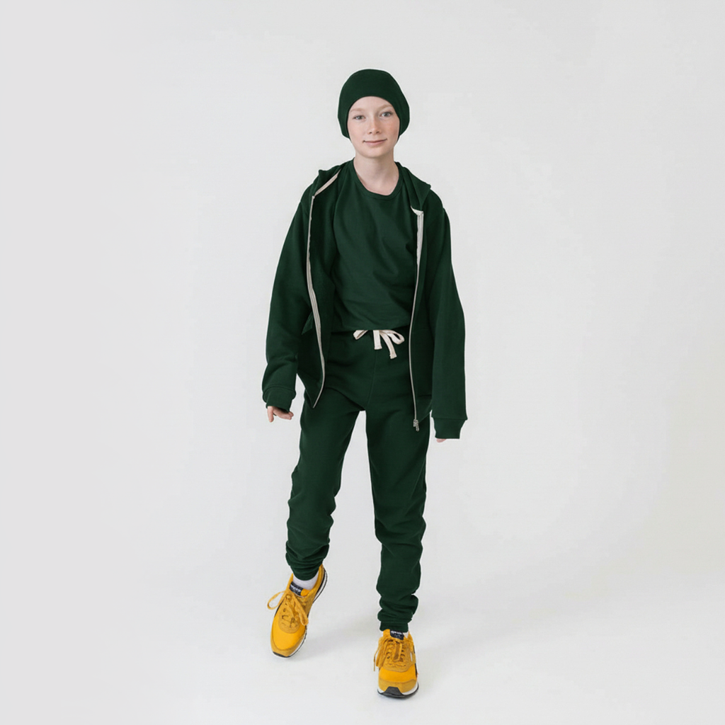 Cozy Hoodie - 100% Organic Cotton Kids Hoodies - Pine - Made in Canada for Babies Toddlers Kids and Teens - mini mioche