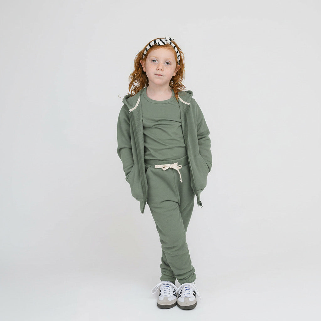 Cozy Hoodie - 100% Organic Cotton Kids Hoodies - Moss - Made in Canada for Babies Toddlers Kids and Teens - mini mioche