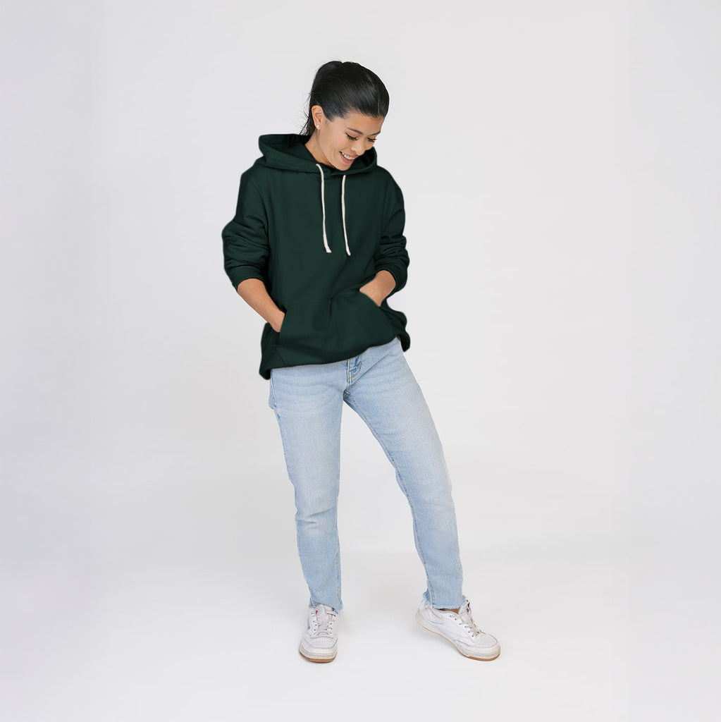 Organic Cotton Adult French Terry Hoodie Sweatshirt - Cozy Hoodie - Pine - Hoodies Made in Canada - mini mioche