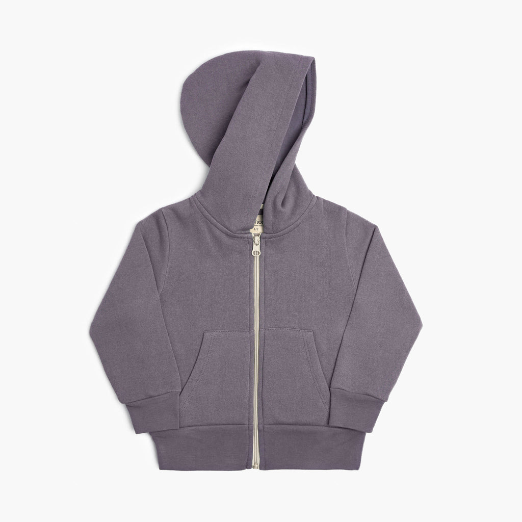 Plush Hoodie - 100% GOTS Certified Organic Cotton Fleece Hoodies - Vintage Plum - Toddlers Kids Tweens and Teens - Made in Canada - mini mioche