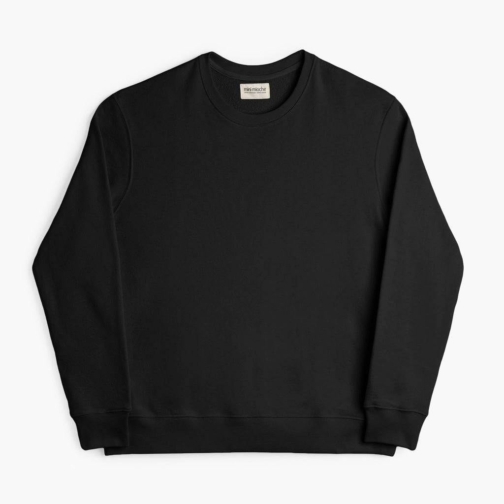 Organic Cotton Adult French Terry Crew Neck Sweatshirt - Cozy Pullover - Black - Sweatshirt Made in Canada - mini mioche