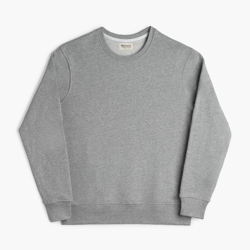 Organic Cotton Adult French Terry Crew Neck Sweatshirt - Cozy Pullover - Heather Grey - Sweatshirt Made in Canada - mini mioche