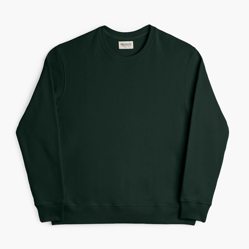 Organic Cotton Adult French Terry Crew Neck Sweatshirt - Cozy Pullover - Pine - Sweatshirt Made in Canada - mini mioche