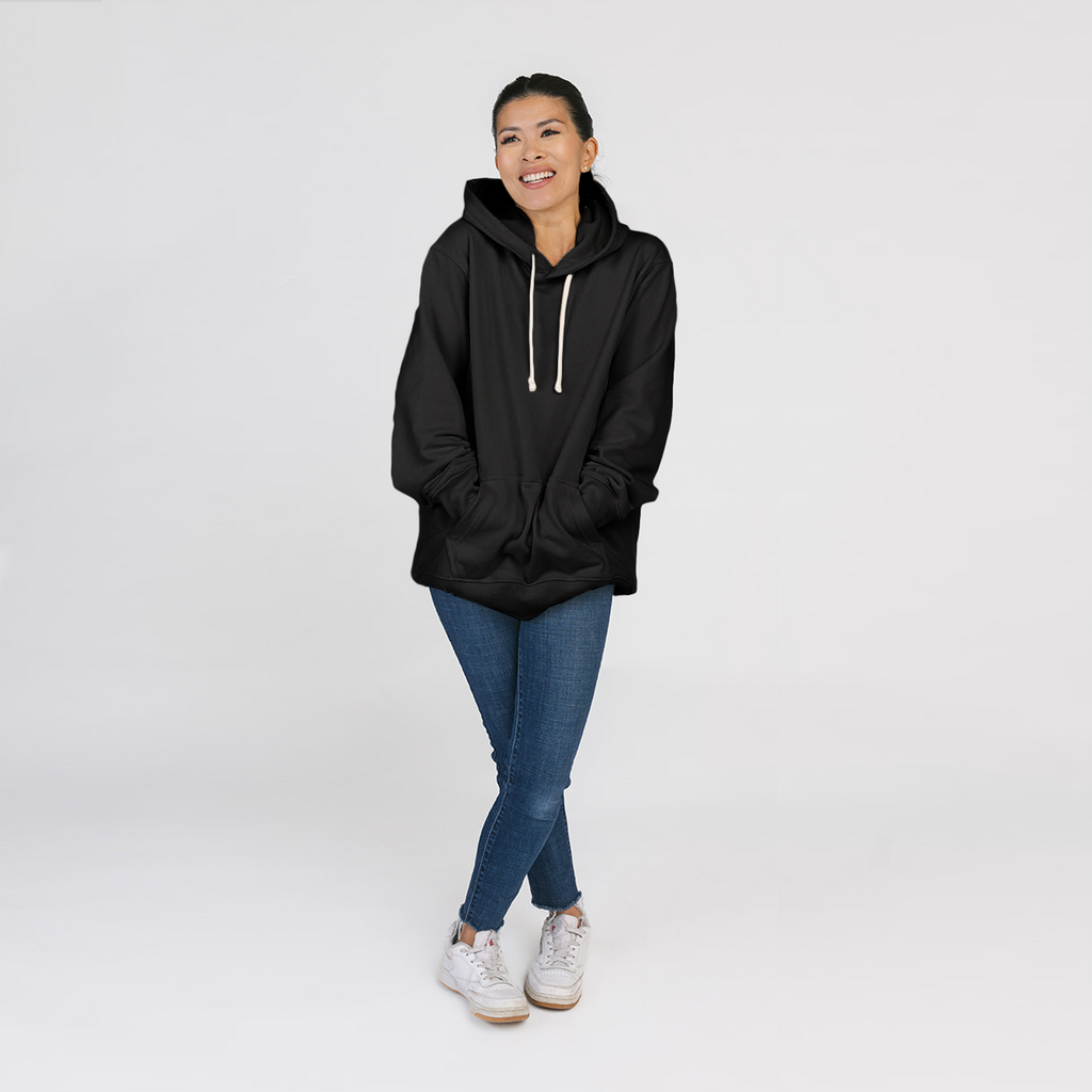 Organic Cotton Adult French Terry Hoodie Sweatshirt - Cozy Hoodie - Black - Hoodies Made in Canada - mini mioche