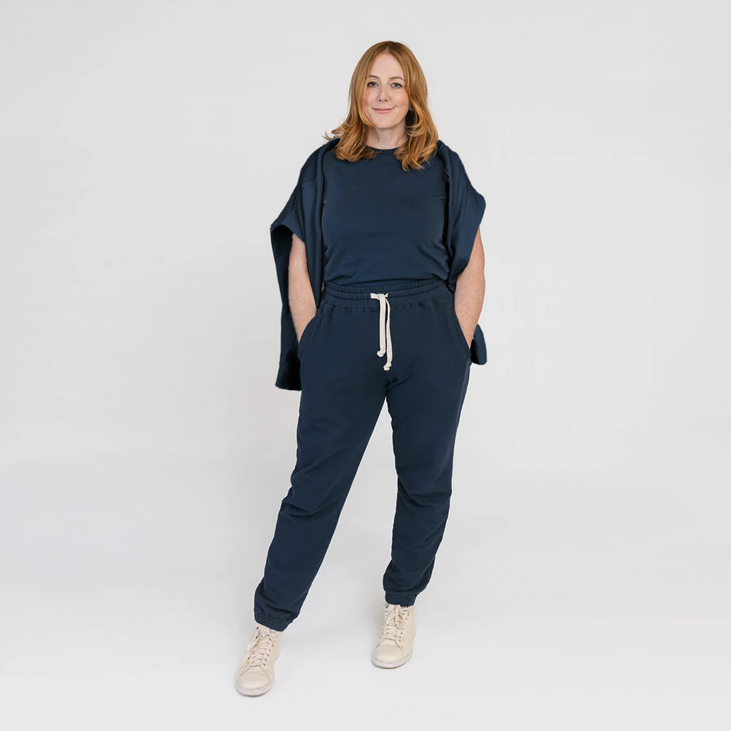 Cozy Joggers - 100% GOTS Certified Organic Cotton Adult Sweatpants - Navy - Teens and Adults - Made in Canada - mini mioche