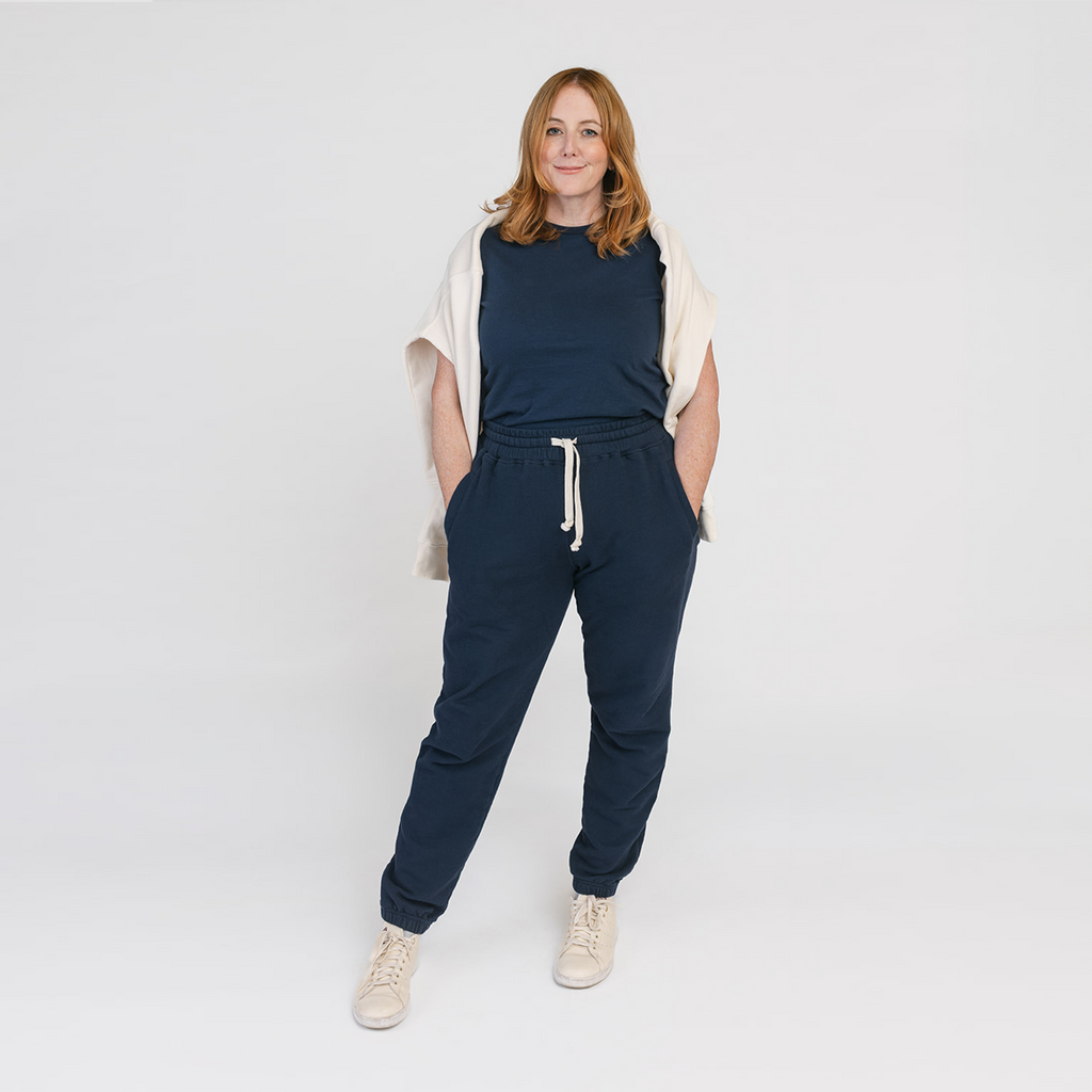 Cozy Joggers - 100% GOTS-Certified Organic Cotton Adult Sweatpants - Navy - Teens and Adults - Made in Canada - mini mioche