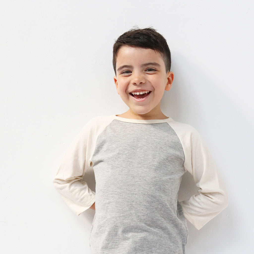 Ball Tee - Long Sleeve Tees - Heather Grey/Natural - 1/2 years - mini mioche