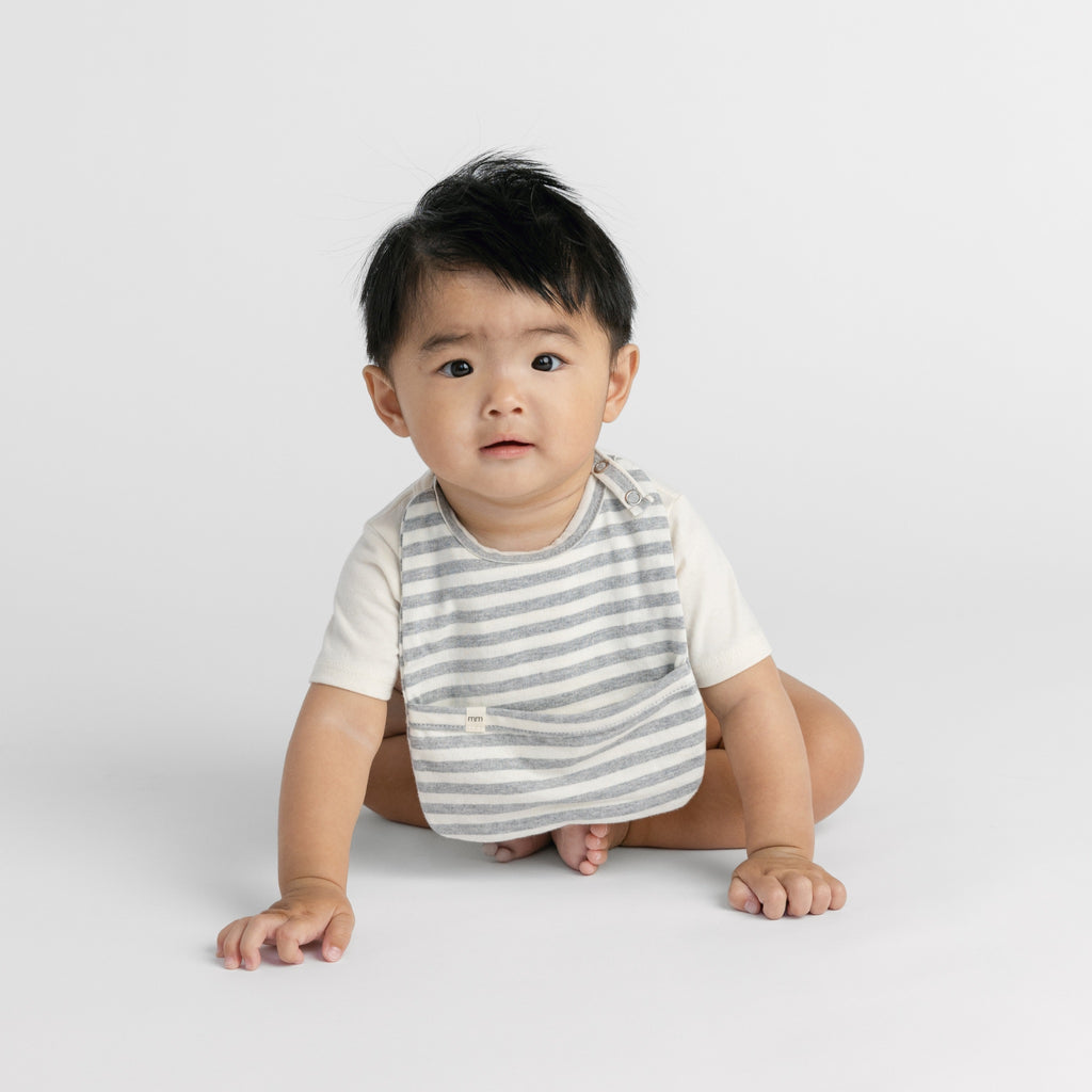 Cloud Bliss Bib - Bibs - Heather Grey Stripe - mini mioche