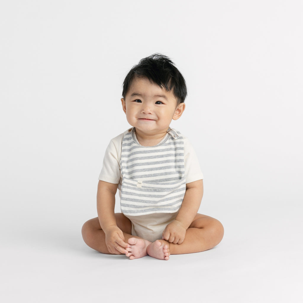 Cloud Bliss Bib - Bibs - Heather Grey Stripe - mini mioche