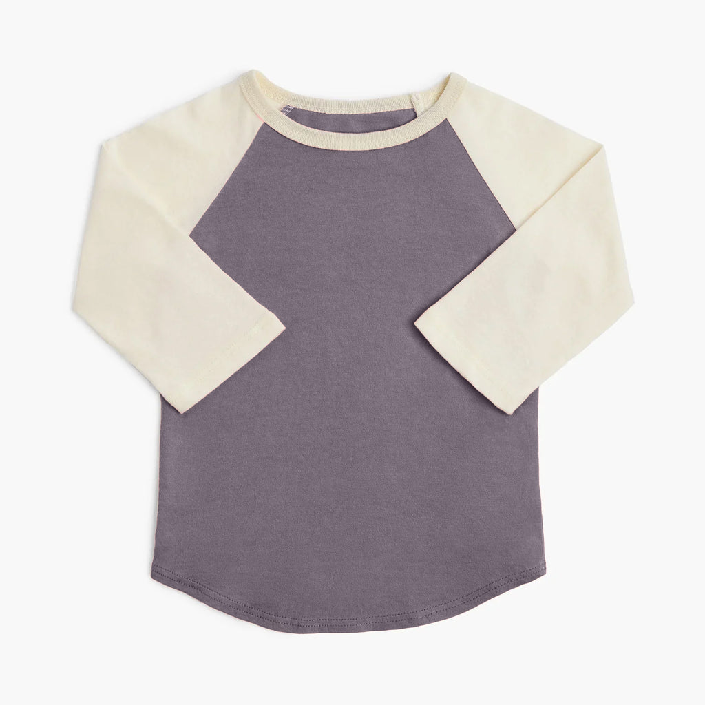 Kids Organic Cotton Baseball Tee - Vintage Plum and Natural - Infants and Toddlers - mini mioche