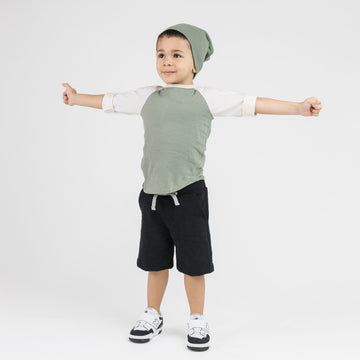 Cloud Baseball Tee - Long Sleeve Tees - Thyme/Natural - 3-6 months - mini mioche