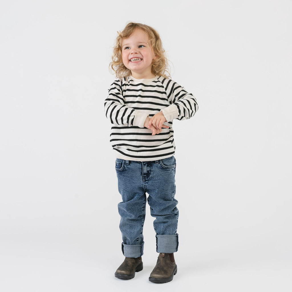 Cloud Crew Raglan - Long Sleeve Tees - Natural Stripe - 3-6 months - mini mioche