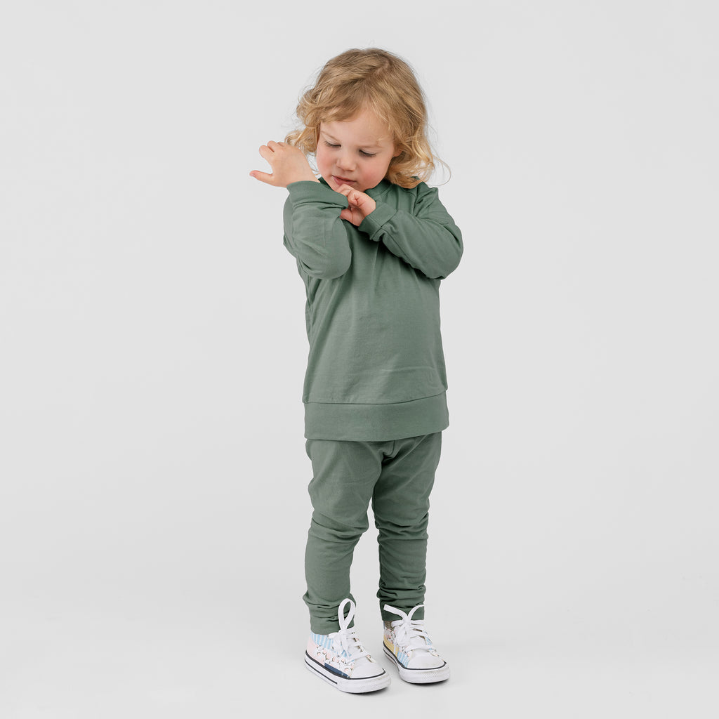 Cloud Crew Raglan - Long Sleeve Tees - Thyme - 12-18 months - mini mioche