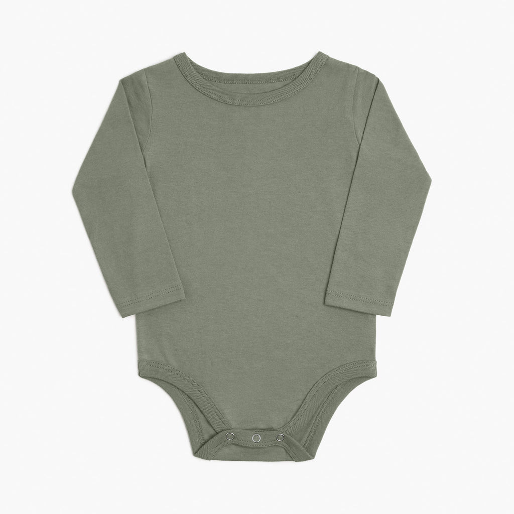 Cloud Long Sleeve Onesie - 100% Organic Cotton Baby Onesies with Long Sleeves - Thyme - Baby and Toddler Bodysuits Made in Canada - mini mioche