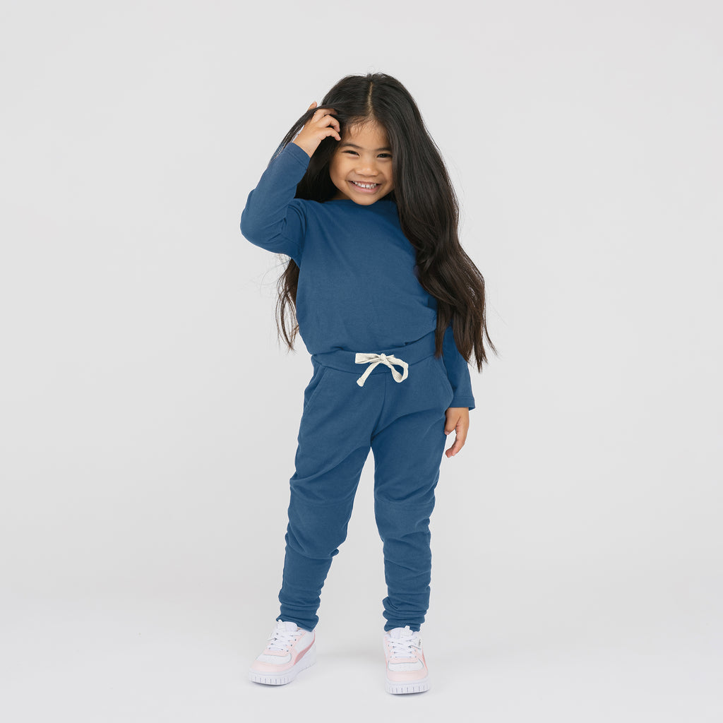 Cloud Long Sleeve Tee - 100% GOTS-Certified Organic Cotton Kids Tshirts - Cerulean - Toddler Tweens and Teens - Made in Canada - mini mioche