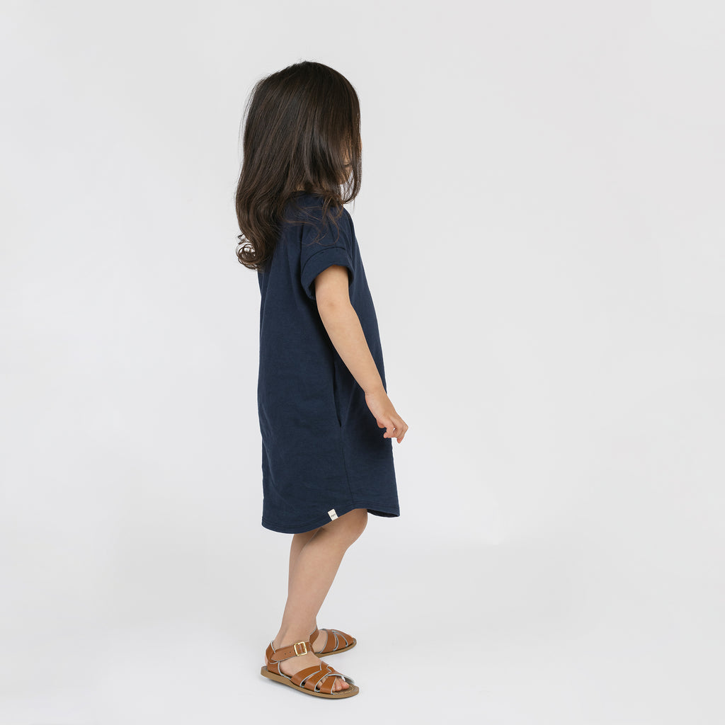 Cloud rolled sleeve dress - Dresses - Navy - 1/2 years - mini mioche