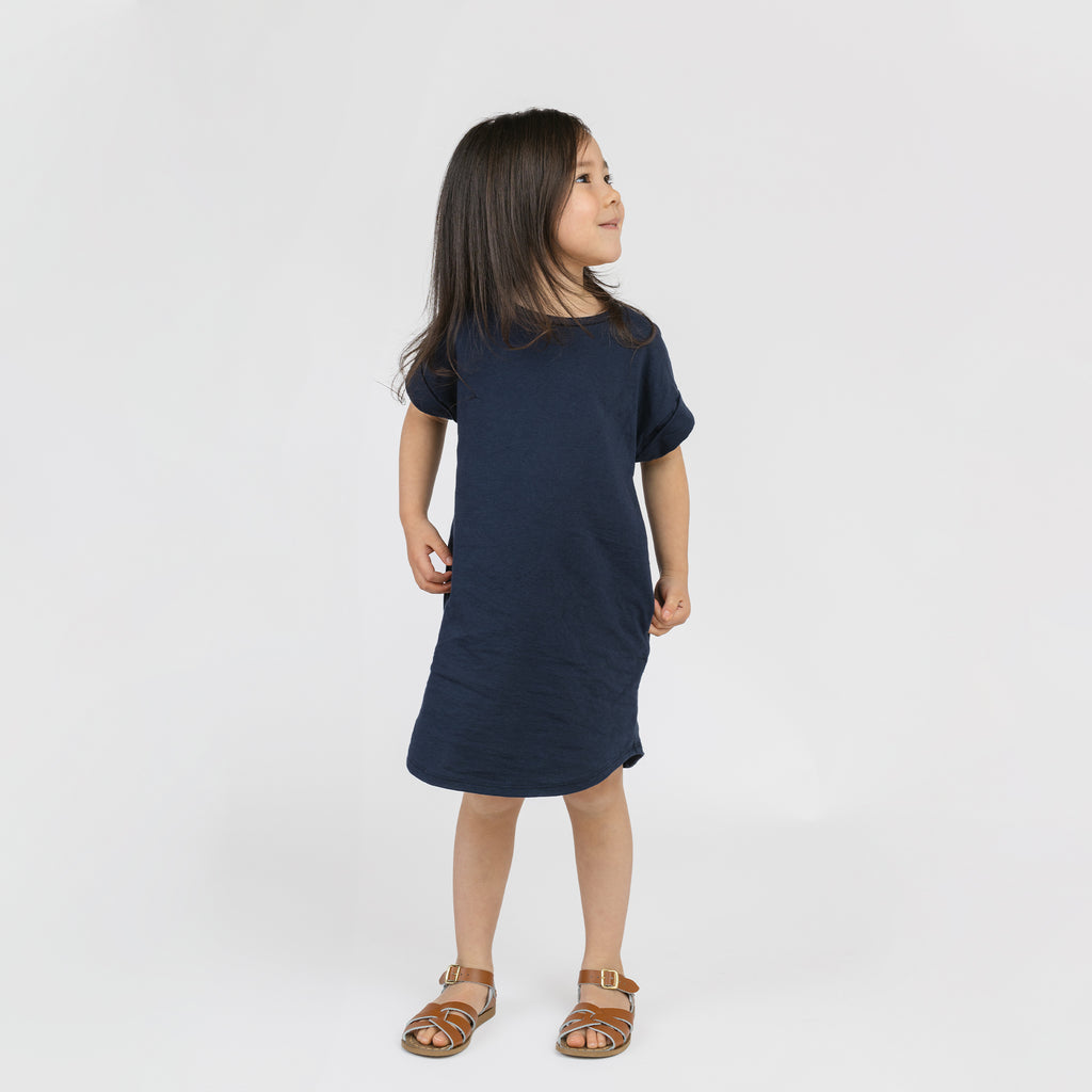 Cloud rolled sleeve dress - Dresses - Navy - 1/2 years - mini mioche