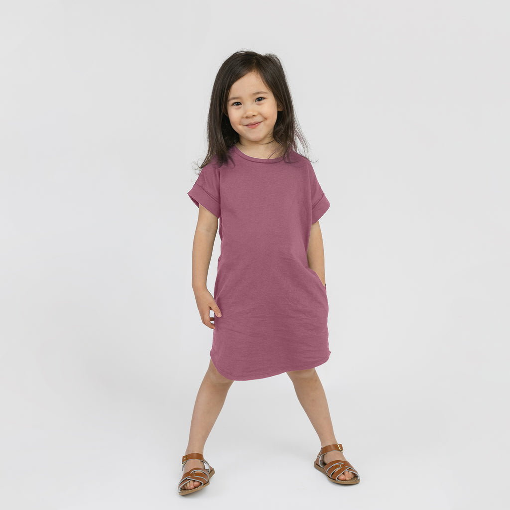 Cloud Rolled Sleeve Dress - Dresses - Pomegranate - 1/2 years - mini mioche