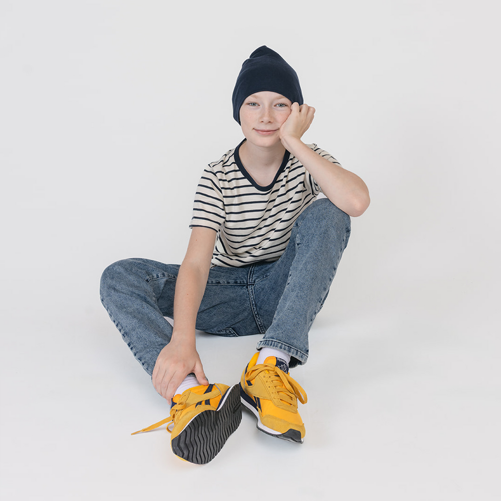Cloud Short Sleeve Tee - 100% Organic Cotton Short Sleeve Tees for Kids Teenagers and Toddlers - Nautical Stripe - Made in Canada - mini mioche