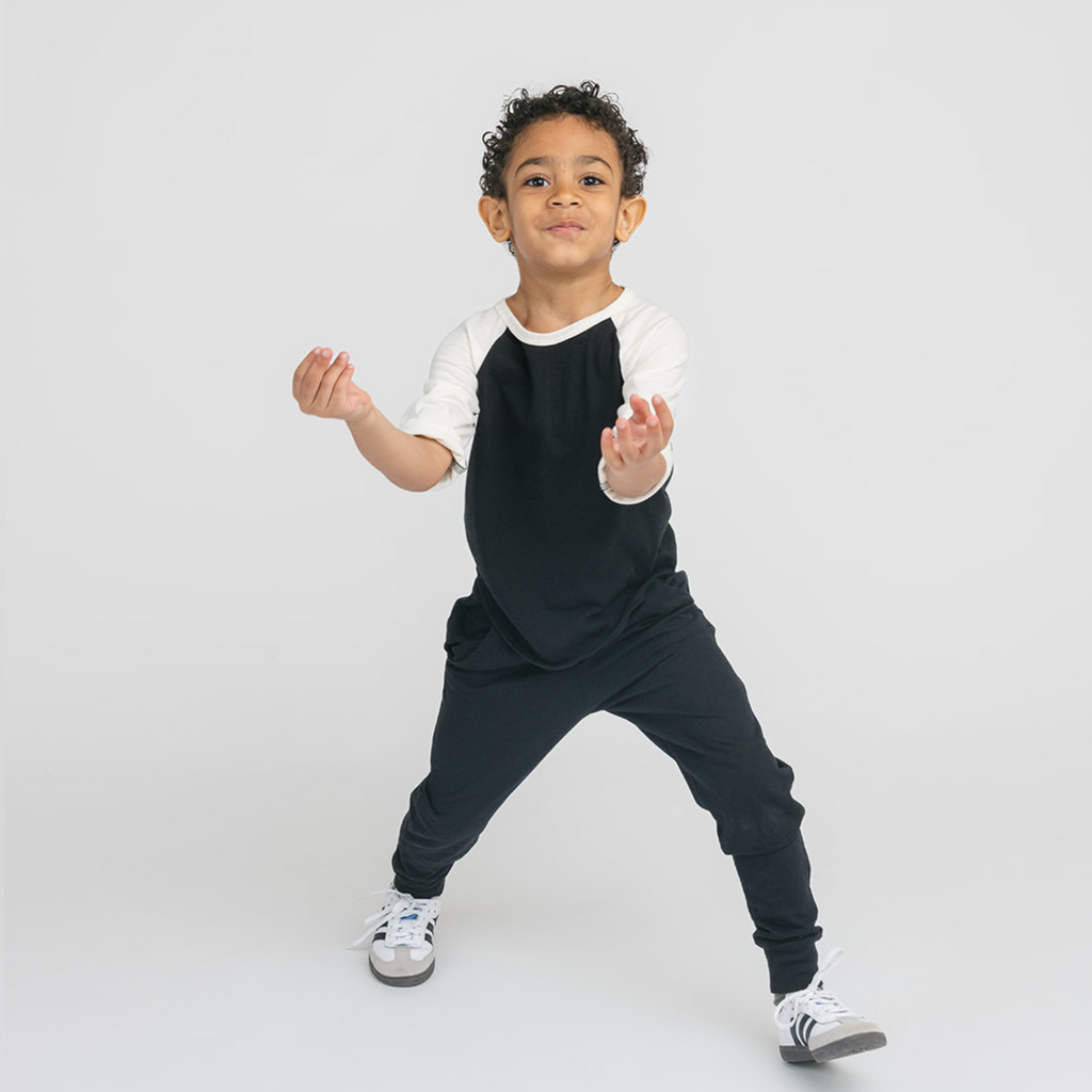 Ball Tee - Long Sleeve Tees - Black/Natural - 3-6 months - mini mioche