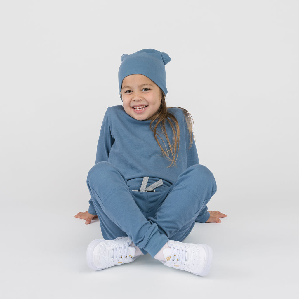 Kids Organic Cotton Sweatpants - River - Infants and Toddlers - mini mioche
