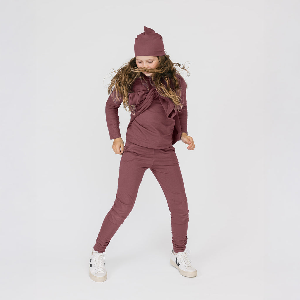 Cloud Long Sleeve Tee - 100% GOTS-Certified Organic Cotton Kids Tshirts - Pomegranate- Toddler Tweens and Teens - Made in Canada - mini mioche