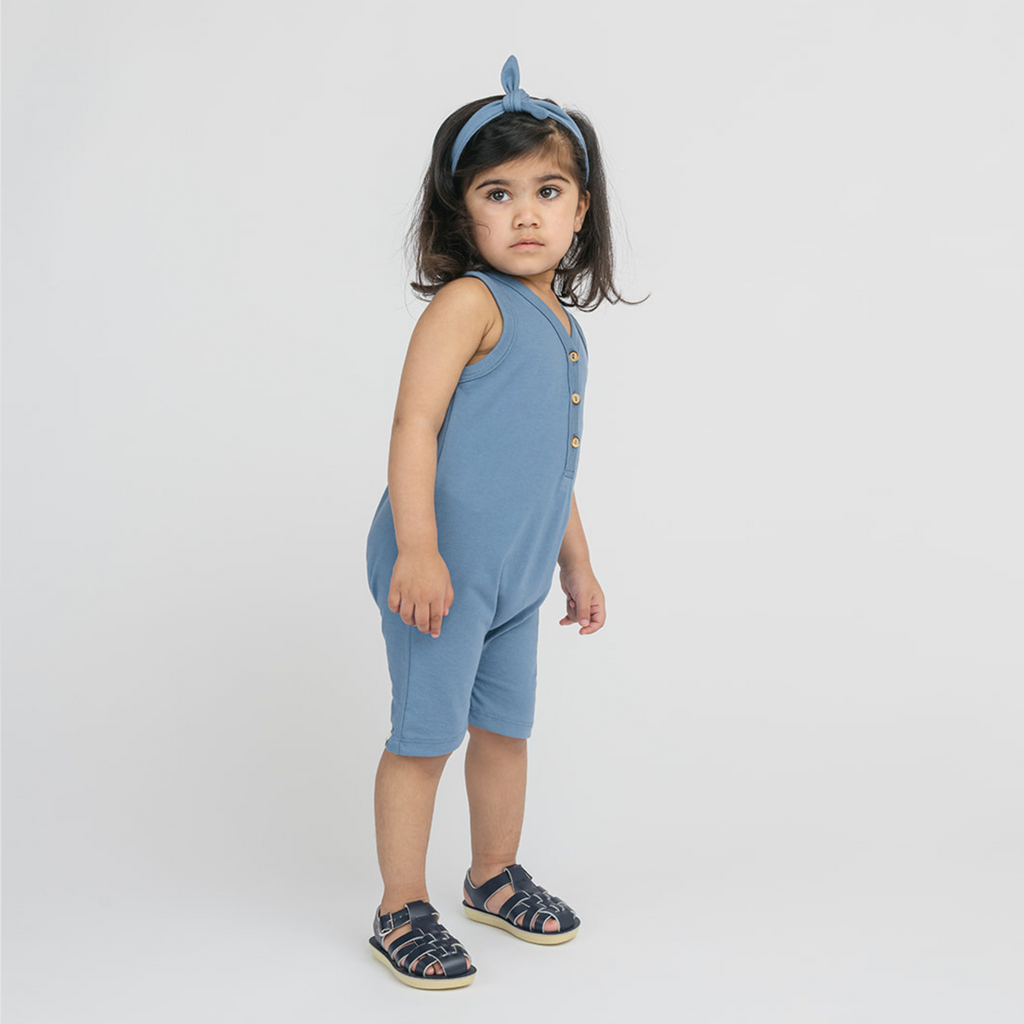 Cloud Tank Henley Romper - Rompers - River - 0-3 months - mini mioche
