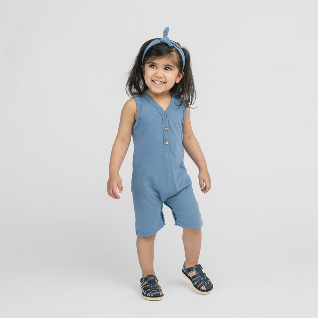 Cloud Tank Henley Romper - Rompers - River - 0-3 months - mini mioche