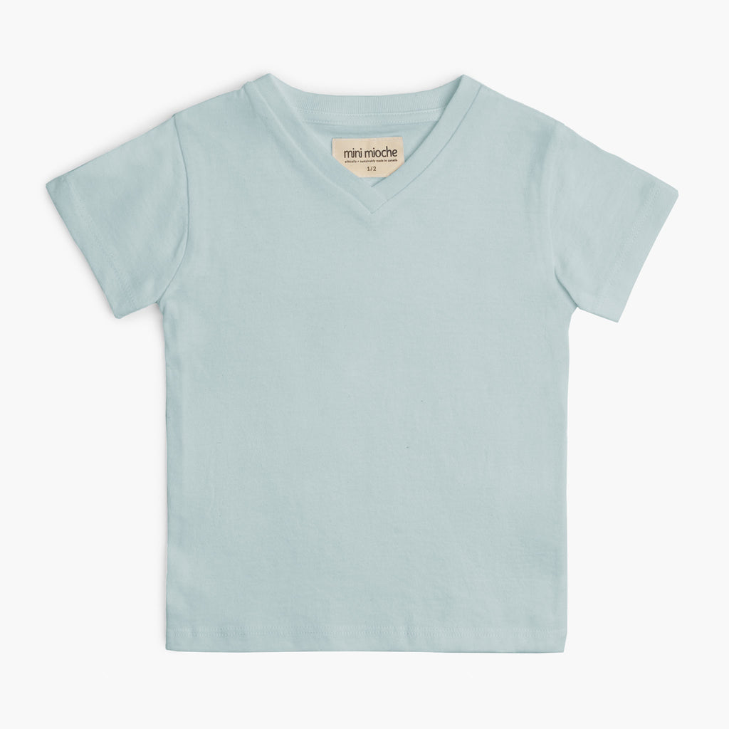 Cloud V-Neck Tee - Short Sleeve Tees - Sky - 6-12 months - mini mioche