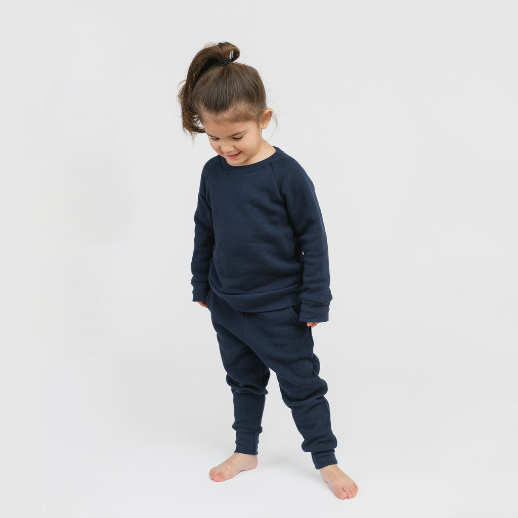 French Terry Crew Raglan - Sweatshirts - Navy - 12-18 months - mini mioche