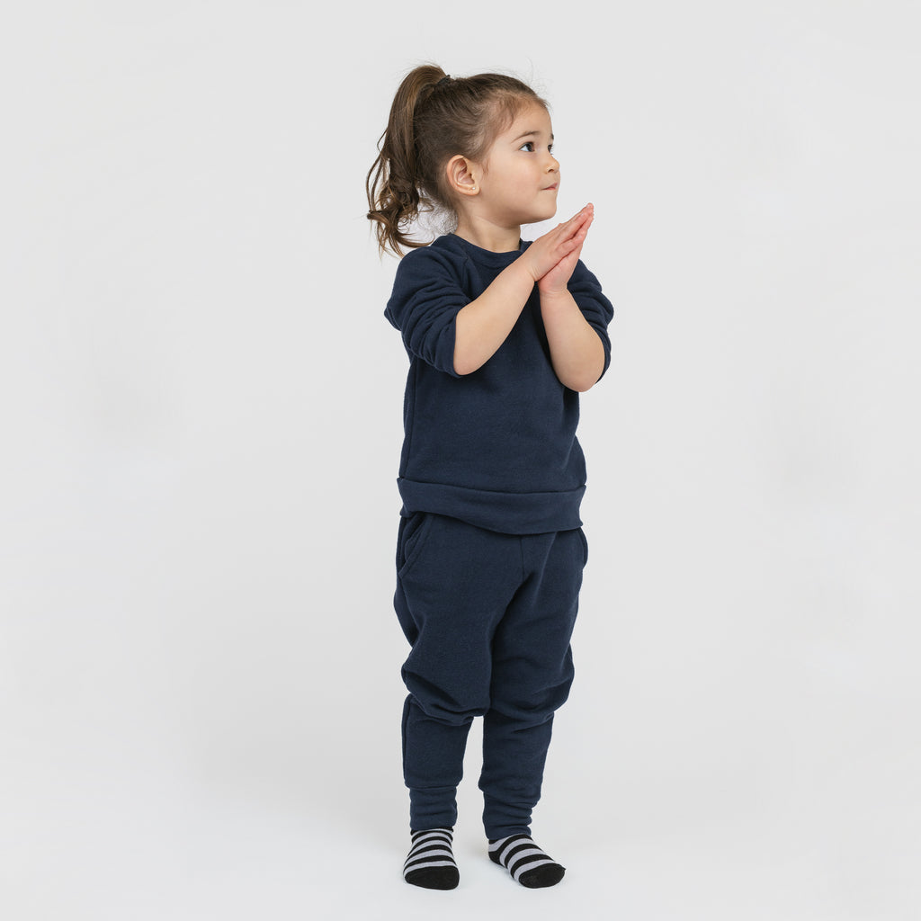 French Terry Crew Raglan - Sweatshirts - Navy - 12-18 months - mini mioche