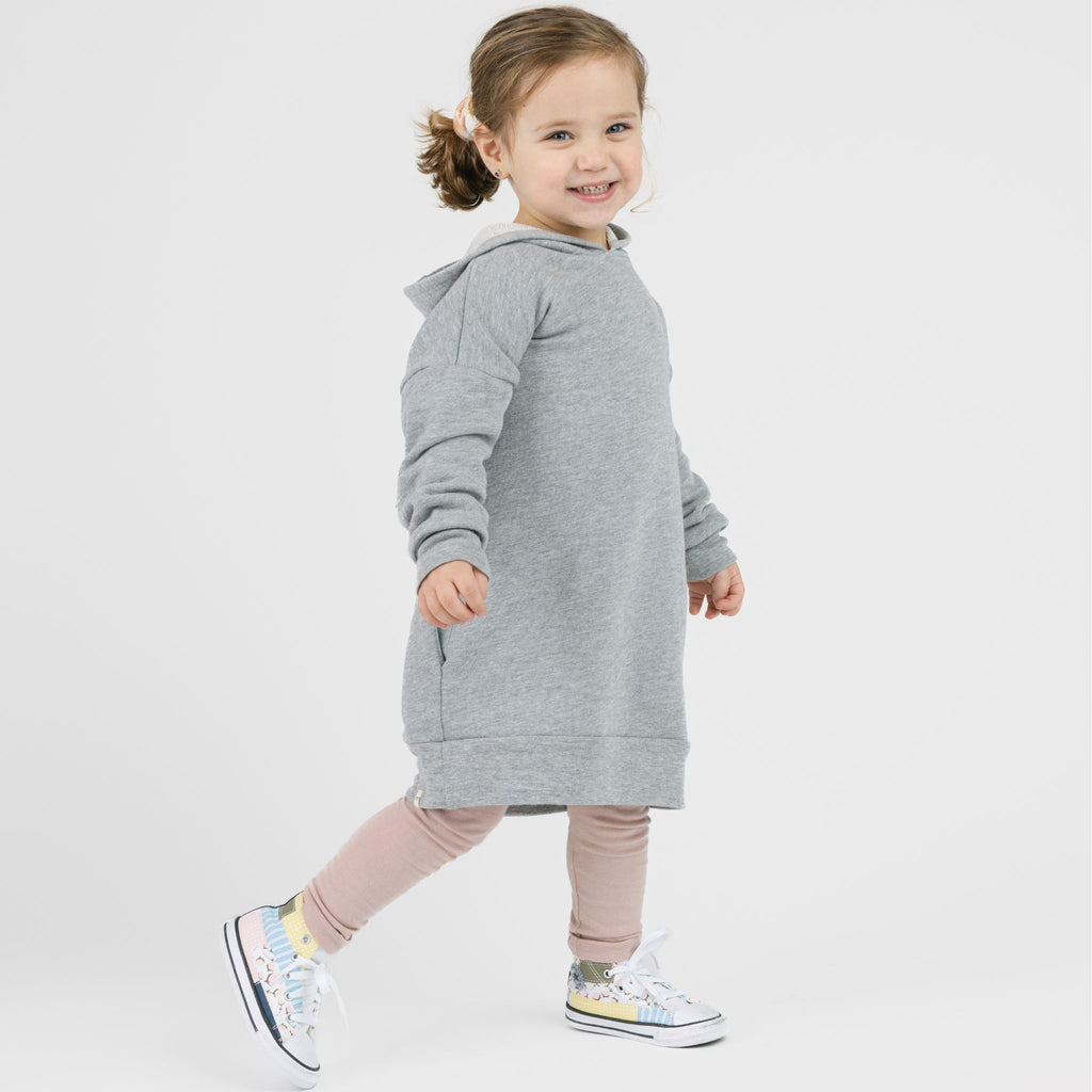 Cozy Hoodie Dress - Dress - Heather Grey - 1/2 years - mini mioche