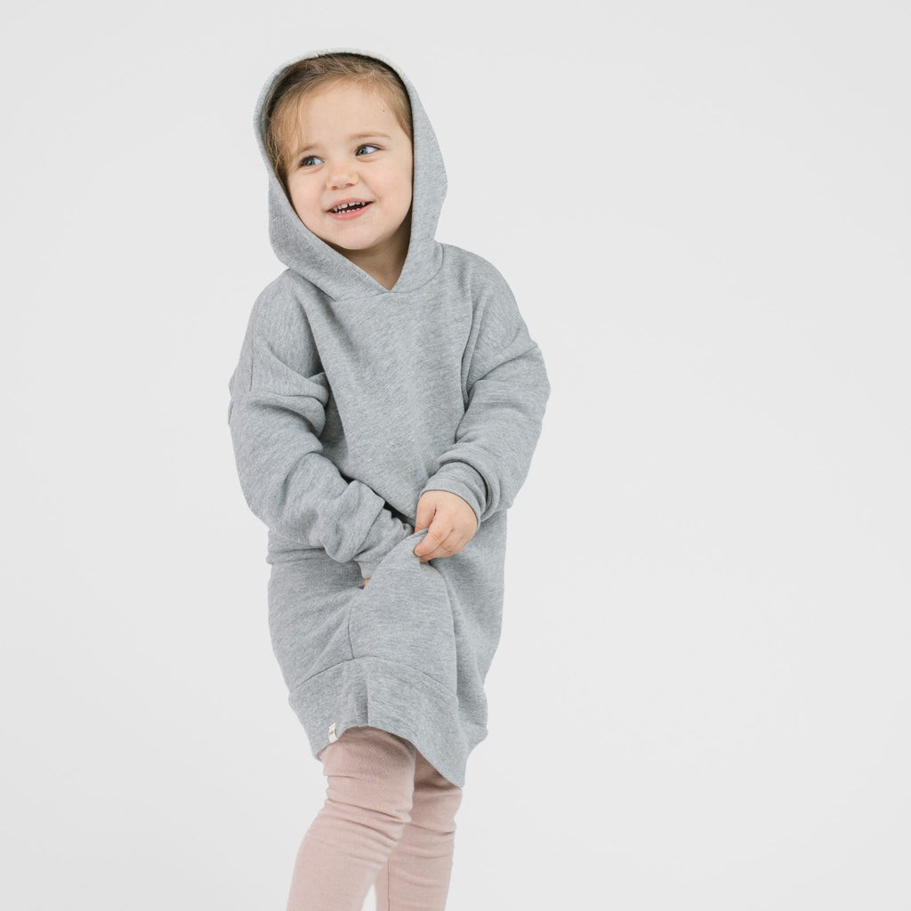 Cozy Hoodie Dress - Dress - Heather Grey - 1/2 years - mini mioche