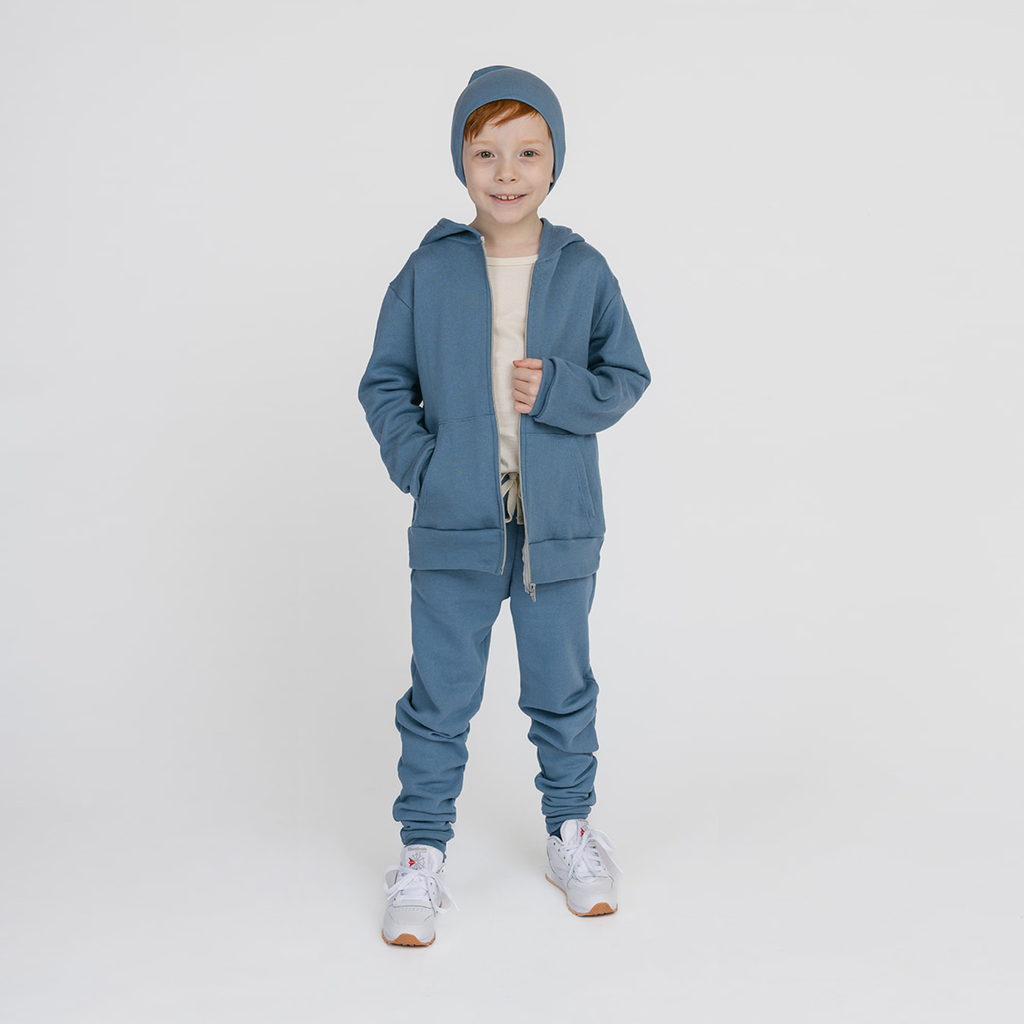 Cozy Hoodie - GOTS Certified Organic Cotton French Terry Hoodies - River - Toddlers Kids and Teens - Made in Canada - mini mioche