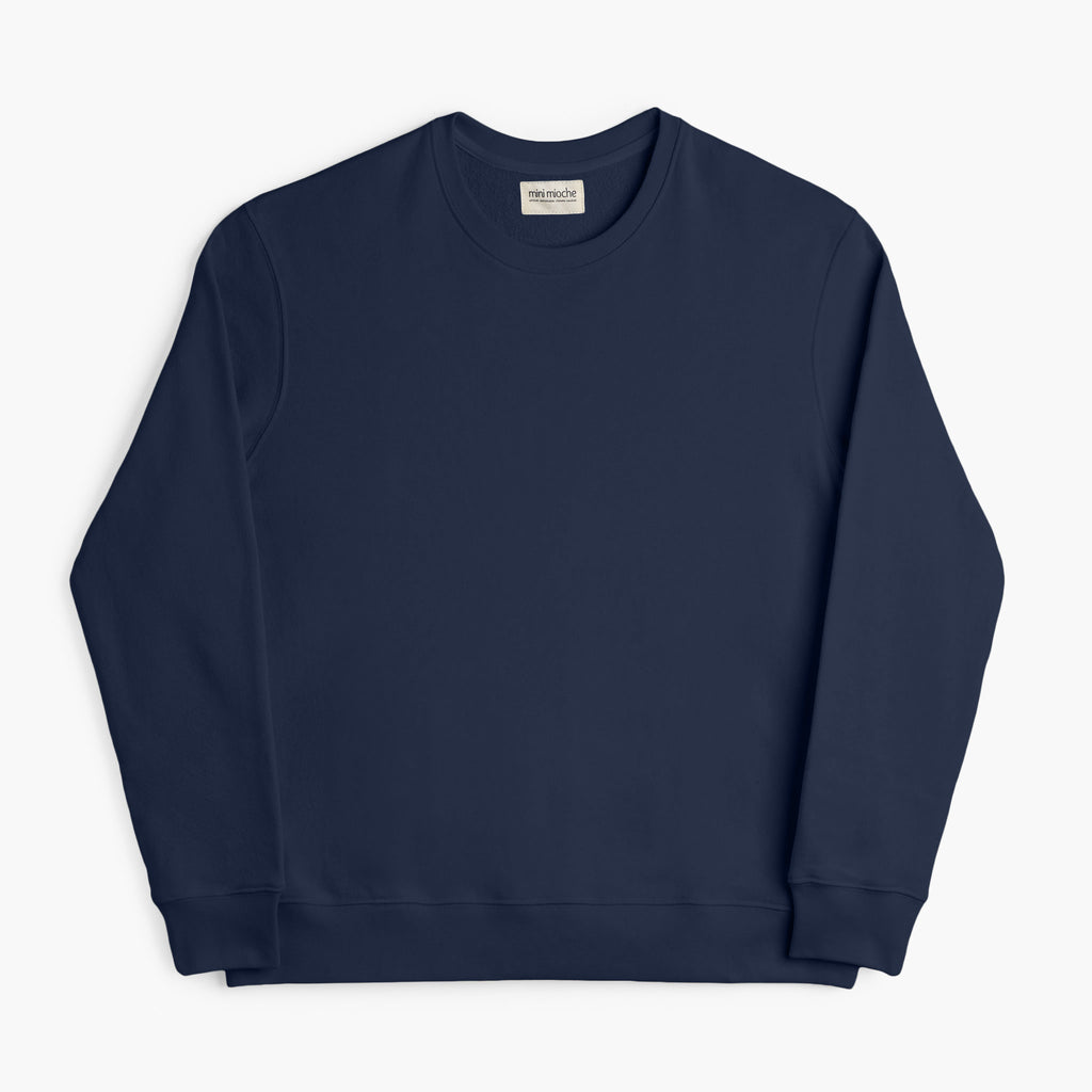 Organic Cotton Adult French Terry Crew Neck Sweatshirt - Cozy Pullover - Navy - Sweatshirt Made in Canada - mini mioche