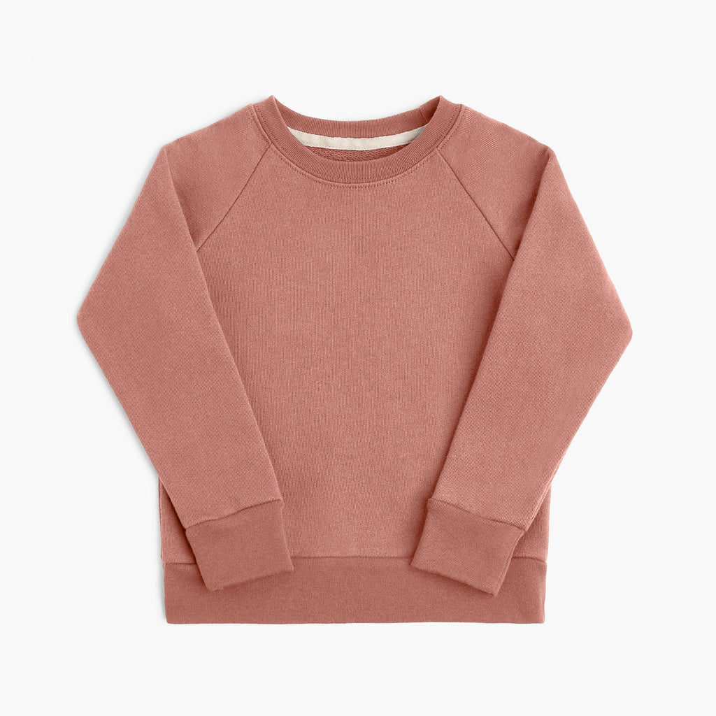 Kids Organic Cotton Crew Neck Sweatshirt - Cozy Pullover - Plastic-Free French Terry - Clay - Baby Toddler Children - mini mioche