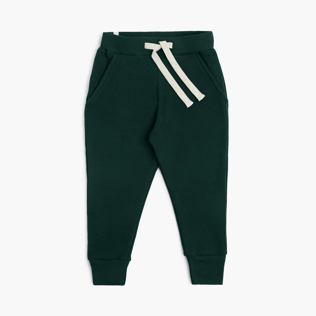 Kids Organic Cotton Sweatpants - Cozy Skinny Sweats - Pine - French Terry Sweatpants for Toddlers Kids and Teens - Made in Canada - mini mioche