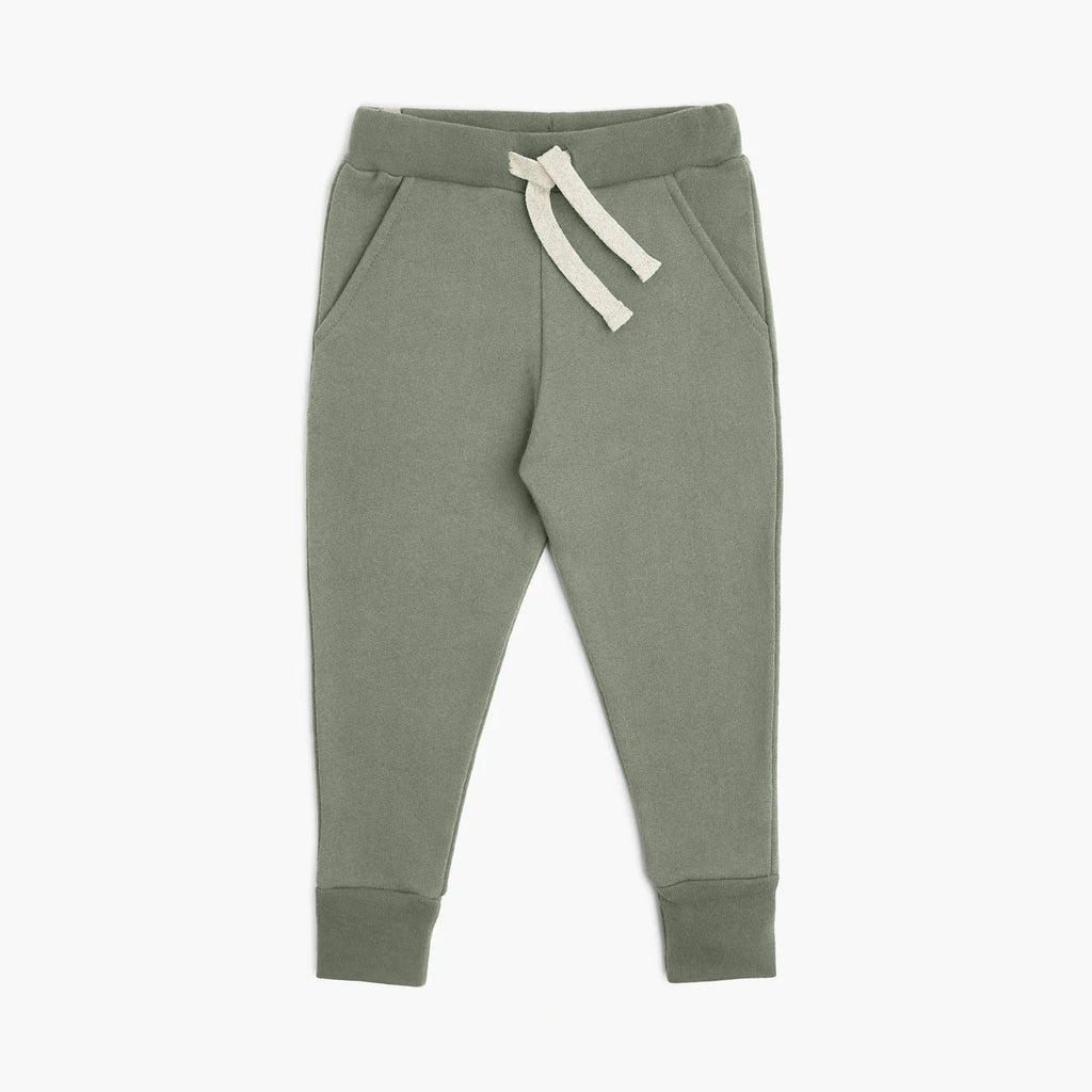 Organic Cotton Cozy Skinny Sweats - Baby Toddler Kids Sweatpants - Thyme - 3-6 months - mini mioche