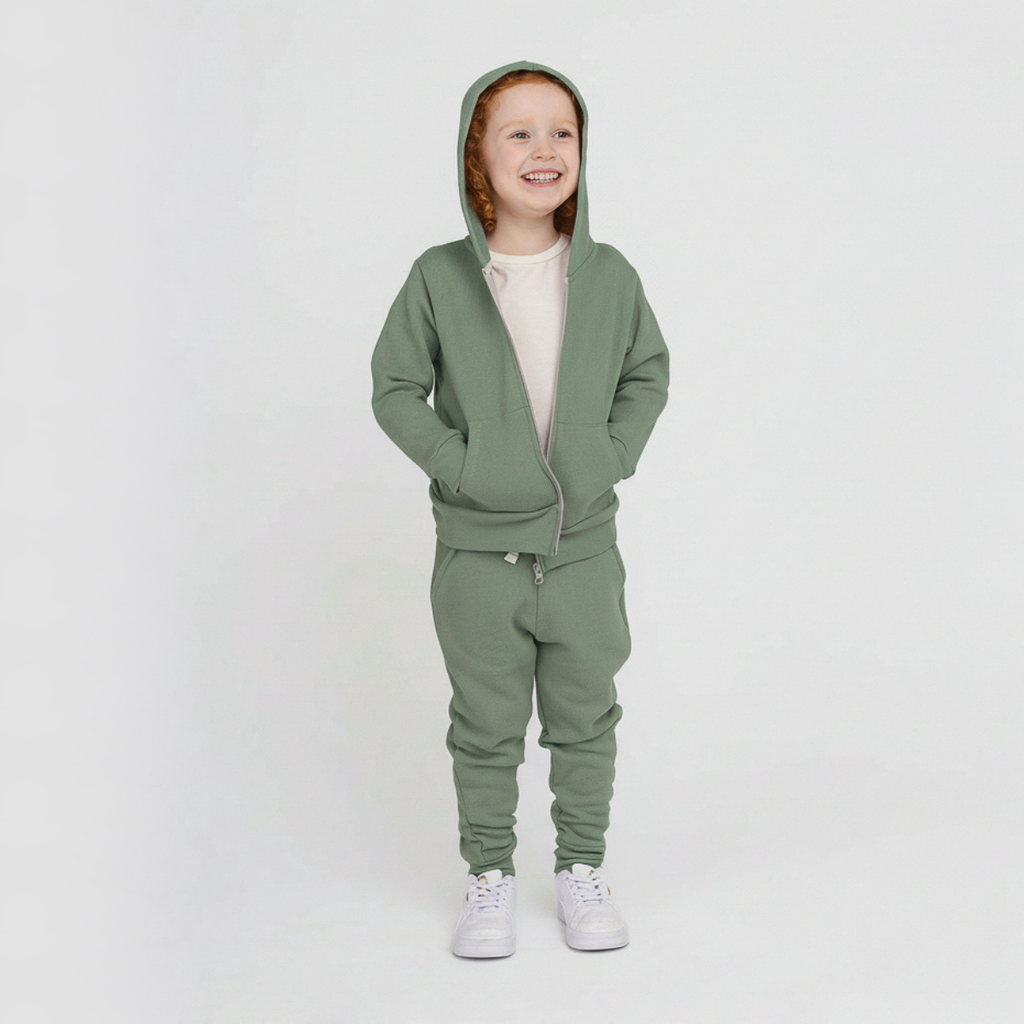 Kids Organic Cotton Sweatpants - Cozy Skinny Sweats - Moss - French Terry Sweatpants for Toddlers Kids and Teens - Made in Canada - mini mioche