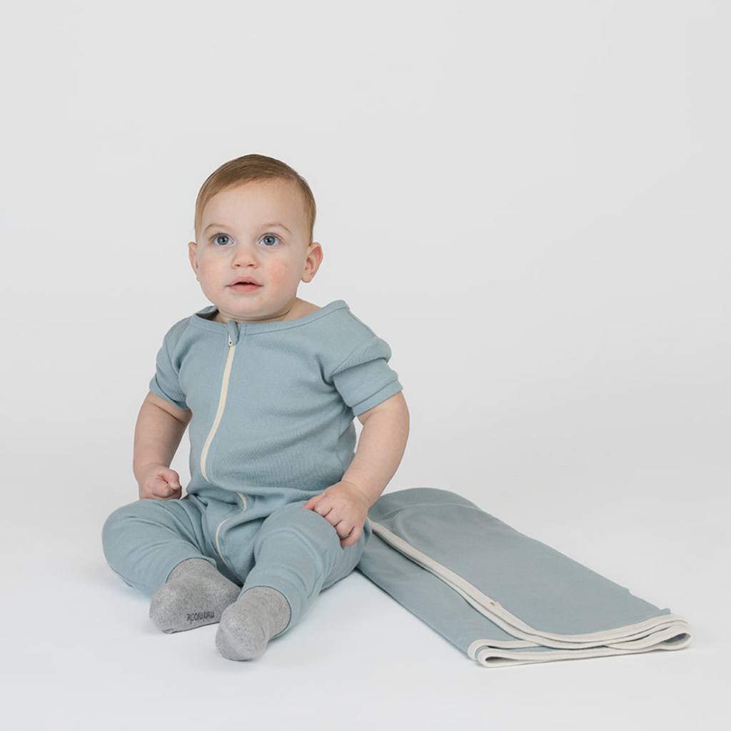 Dreamy Shortie Sleeper Romper - Sleepers - Sky - 6-12 months - mini mioche