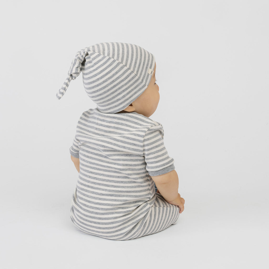 Dreamy Knotted Beanie - Hats - Heather Grey Stripe - 3-6 - mini mioche