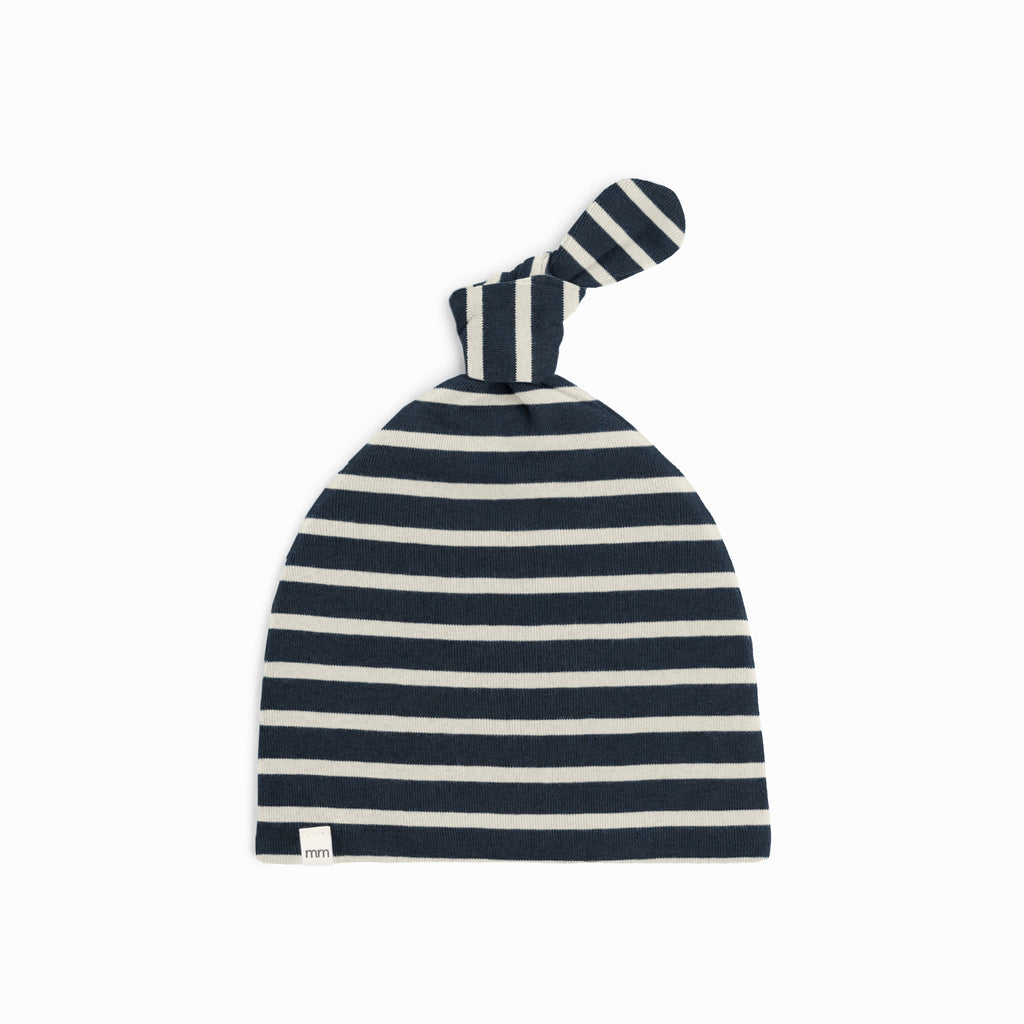 Dreamy Knotted Beanie - Hats - Navy Stripe - 3-6 - mini mioche