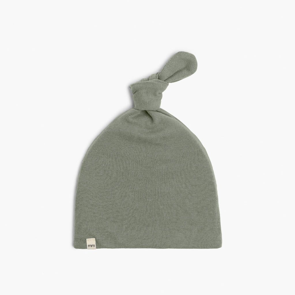 Dreamy Knotted Beanie - 100% Organic Cotton Baby Hats and Beanies - Thyme Stripe - Newborn and Infant Hats Made in Canada - mini mioche