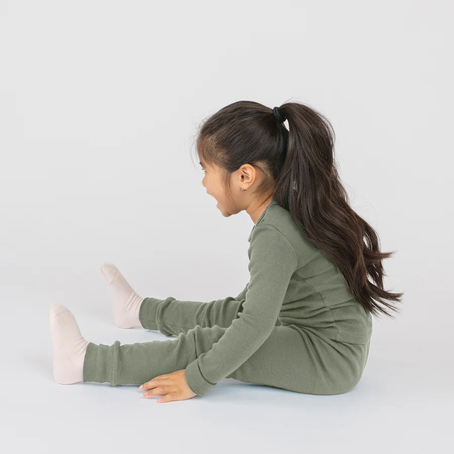 Organic Cotton Kids Pajamas - Dreamy Long Sleeve Pajama Set - Toddler and Kids PJs - Made in Canada - Thyme - mini mioche
