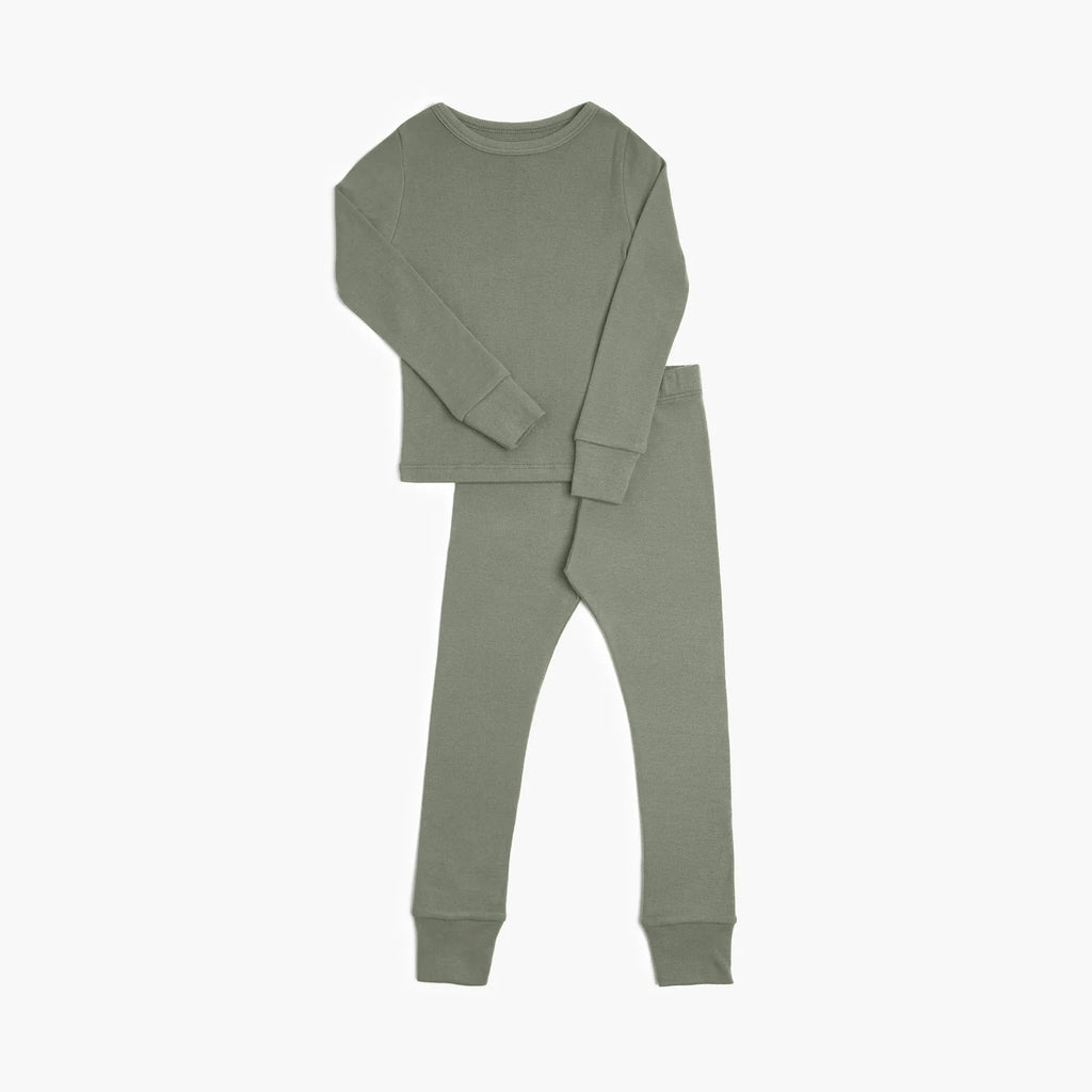 Organic Cotton Kids Pajamas - Dreamy Long Sleeve Pajama Set - Toddler and Kids PJs - Made in Canada - Thyme - mini mioche