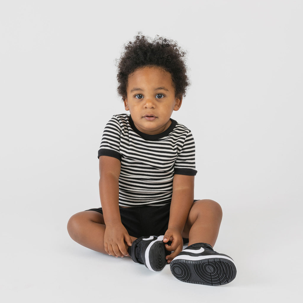 Dreamy Shortie Pajamas - Sleepers - Natural Stripe - 1/2 years - mini mioche