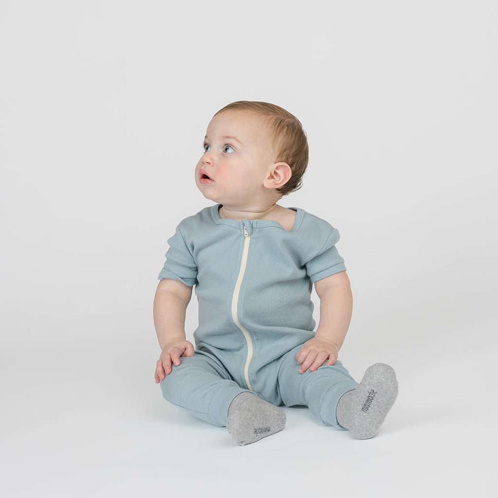 Dreamy Shortie Sleeper Romper - Sleepers - Sky - 6-12 months - mini mioche
